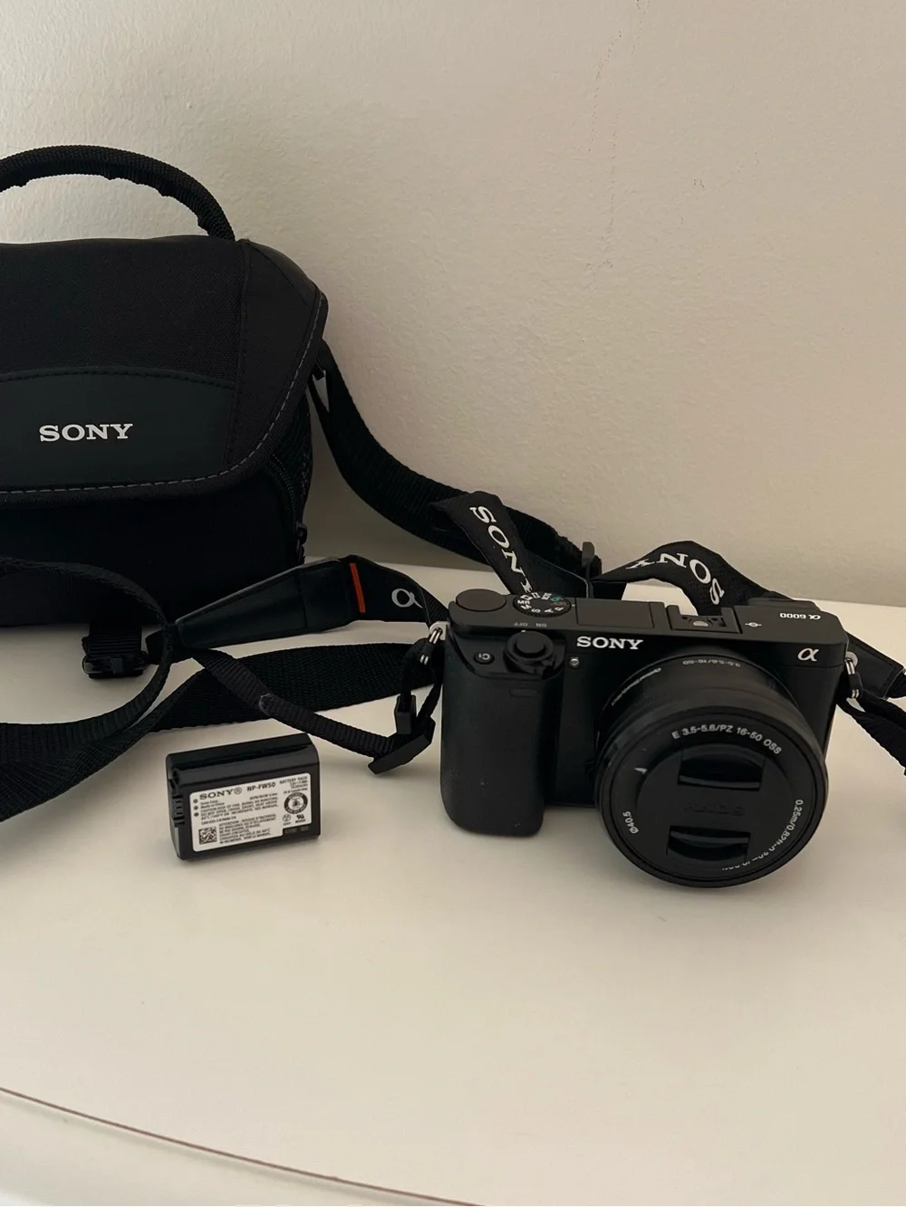 Sony Alpha a6000 Black Mirrorless Camera with Lens, Strap, Bag & Extra Battery